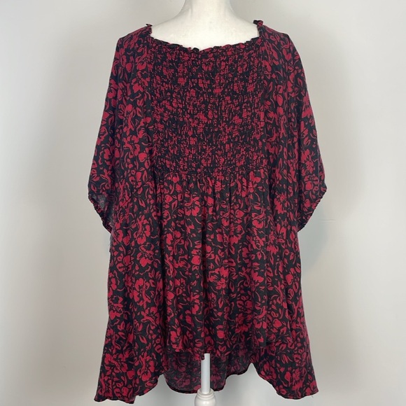 Torrid Babydoll Softest Flannel Puff Short Sleeve Top. Size 6X. NWT. Red & Black - Picture 9 of 15